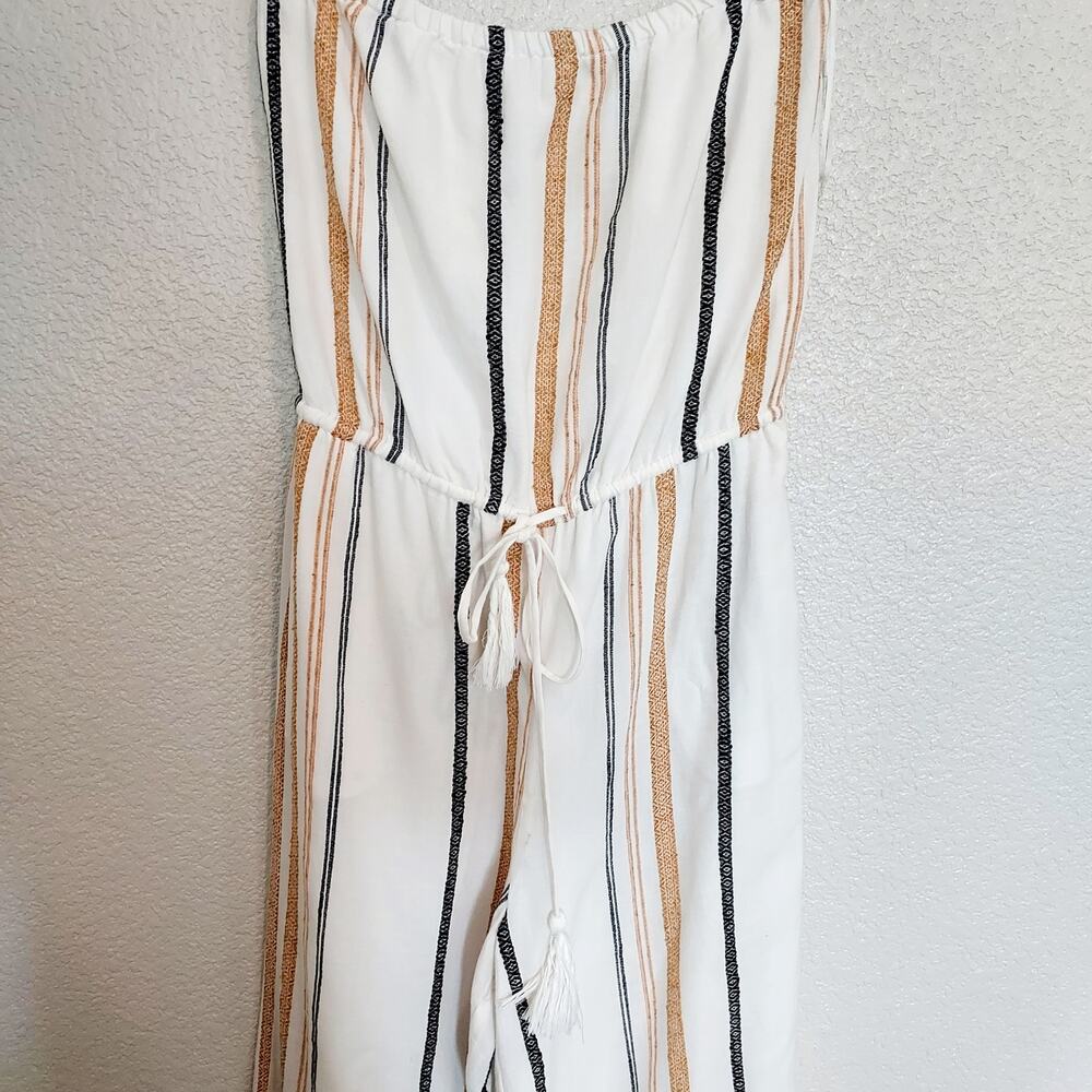 For The Republic Strapless Striped Linen Romper Size M - Picture 3 of 10